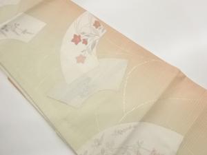 絽地紙に桔梗・萩・流水模様織出し名古屋帯